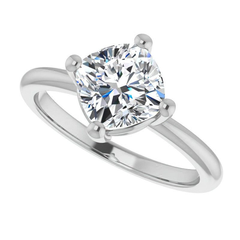 2mm Kite-Set Cushion Moissanite Solitaire Ring