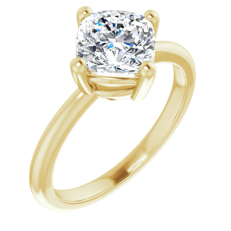 2mm Kite-Set Cushion Moissanite Solitaire Ring