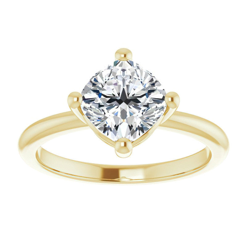 2mm Kite-Set Cushion Moissanite Solitaire Ring