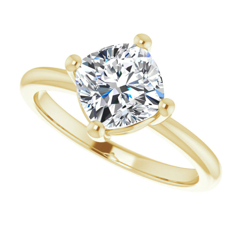 2mm Kite-Set Cushion Moissanite Solitaire Ring