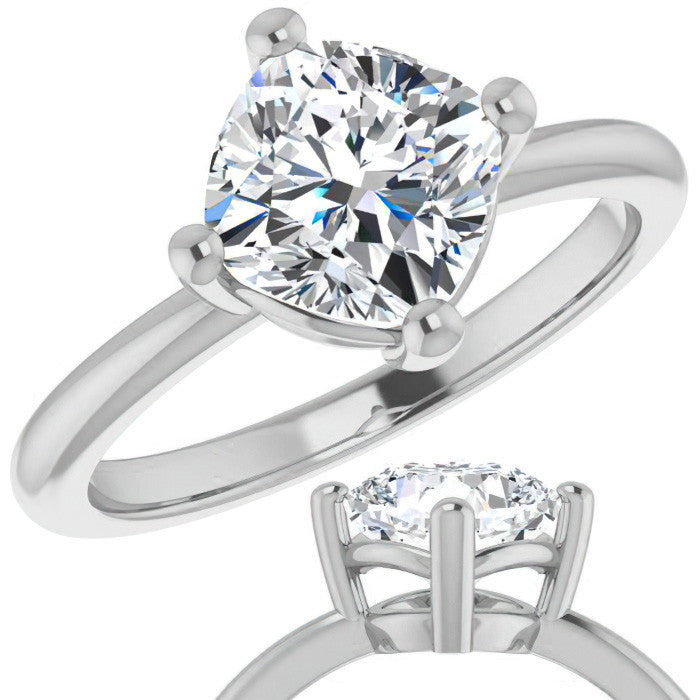 2mm Kite-Set Cushion Moissanite Solitaire Ring