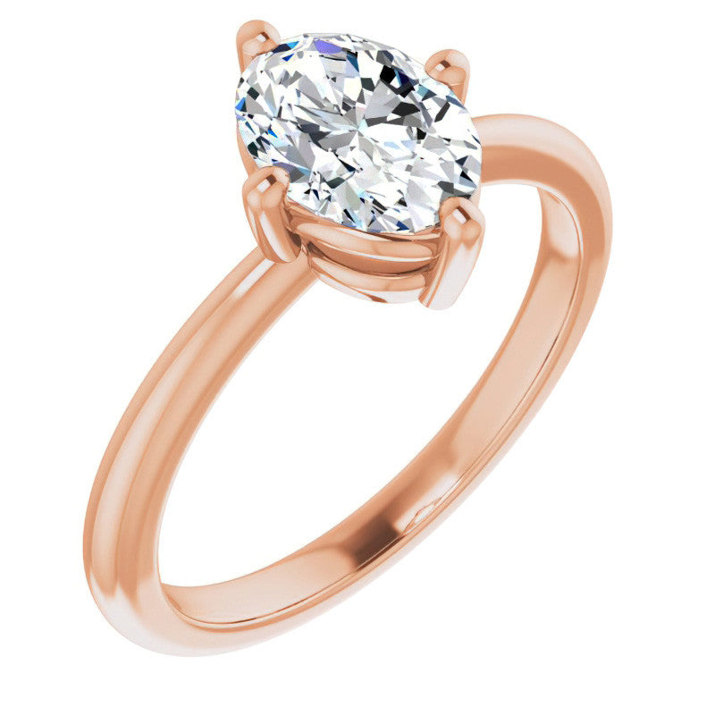 2mm Kite-Set Oval Moissanite Solitaire Ring