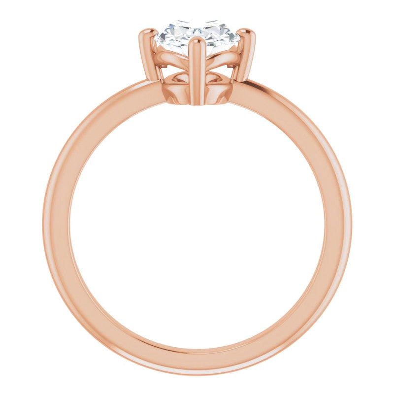 2mm Kite-Set Oval Moissanite Solitaire Ring