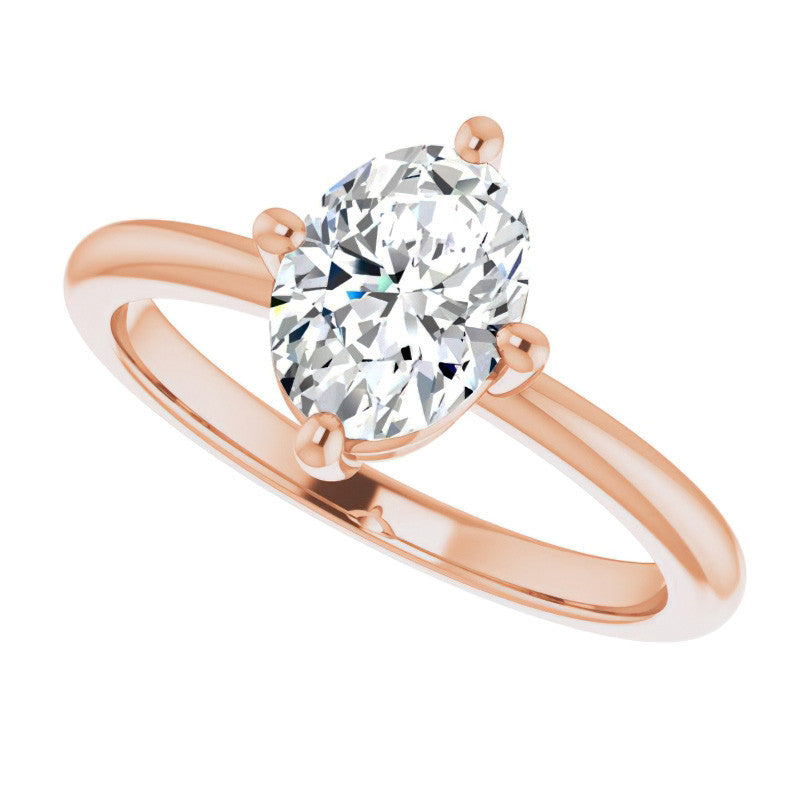 2mm Kite-Set Oval Moissanite Solitaire Ring