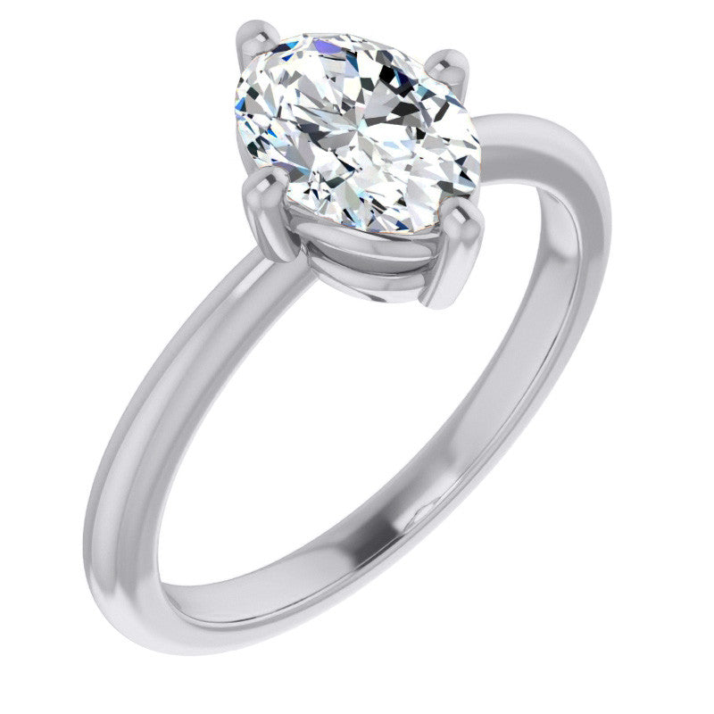 2mm Kite-Set Oval Moissanite Solitaire Ring