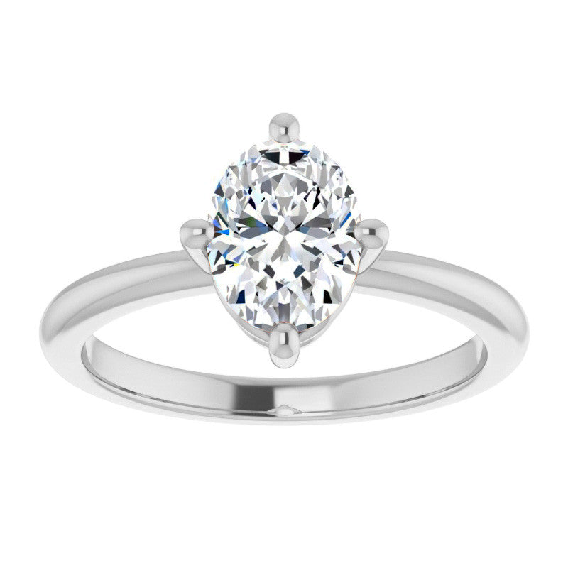 2mm Kite-Set Oval Moissanite Solitaire Ring
