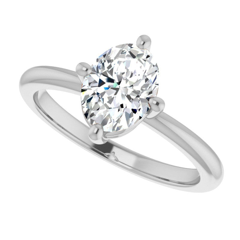 2mm Kite-Set Oval Moissanite Solitaire Ring