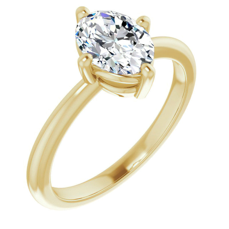 2mm Kite-Set Oval Moissanite Solitaire Ring