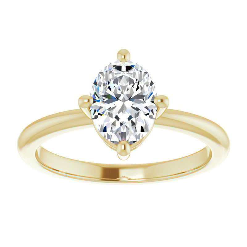 2mm Kite-Set Oval Moissanite Solitaire Ring