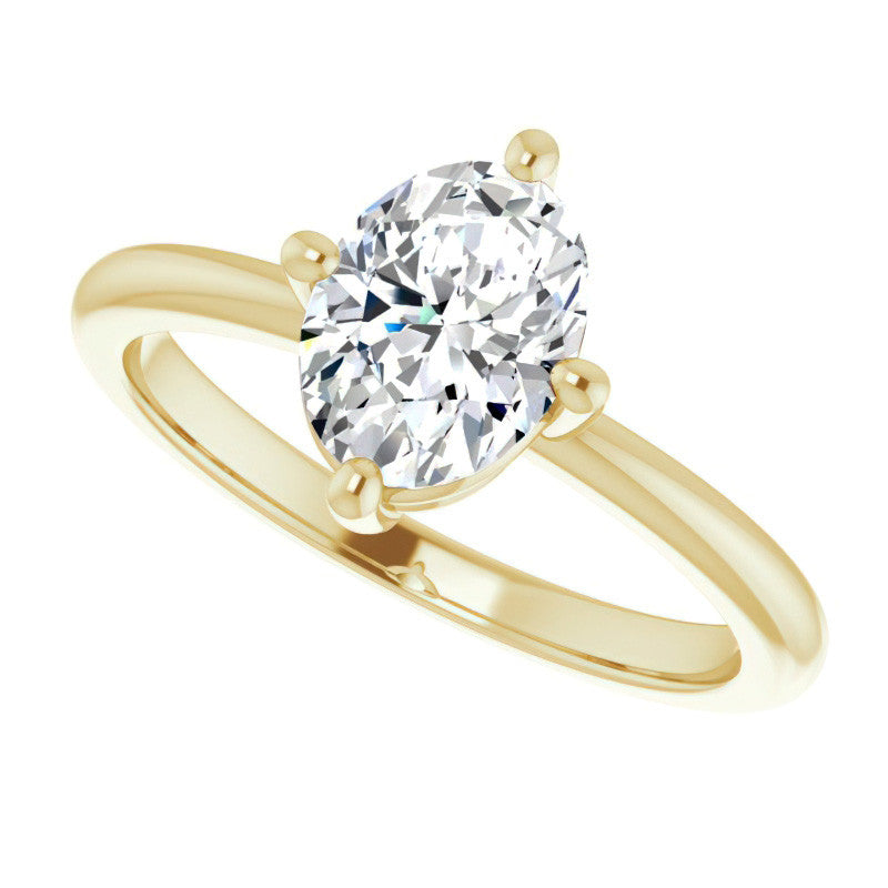 2mm Kite-Set Oval Moissanite Solitaire Ring