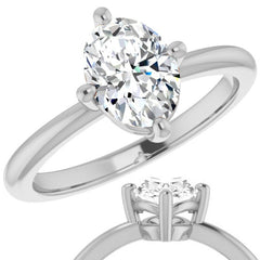 2mm Kite-Set Oval Moissanite Solitaire Ring