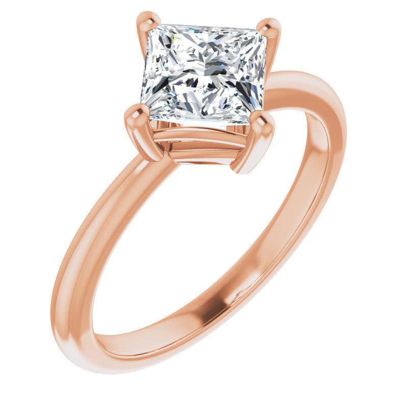 2mm Kite-Set Princess cut Moissanite Solitaire Ring