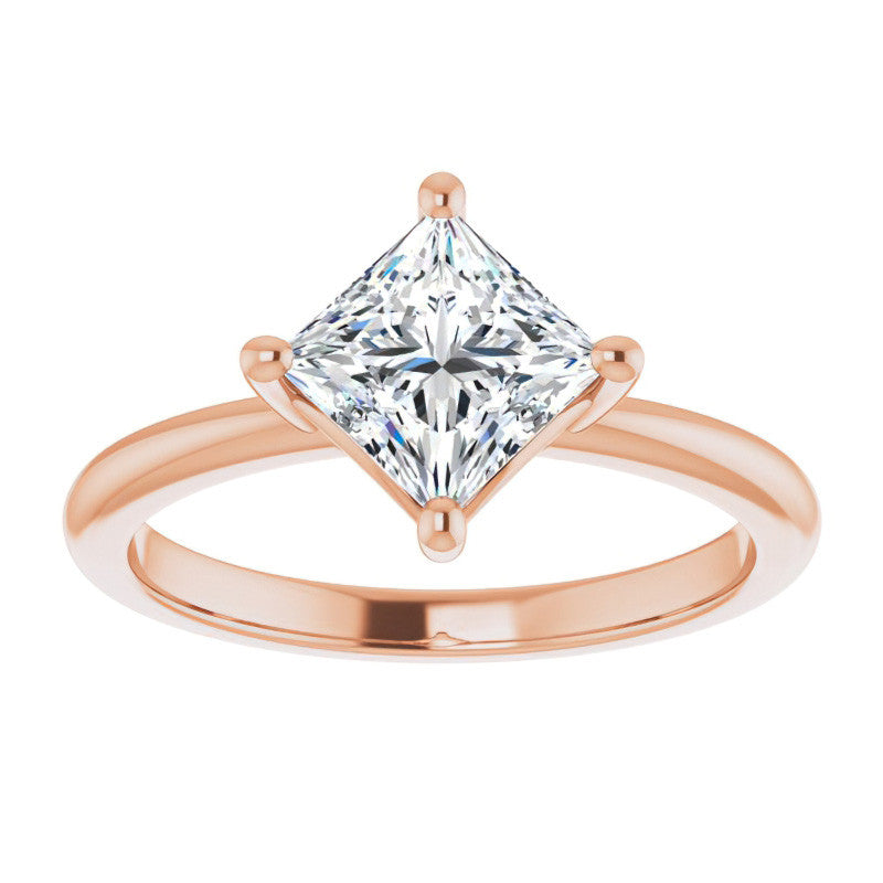 2mm Kite-Set Princess cut Moissanite Solitaire Ring
