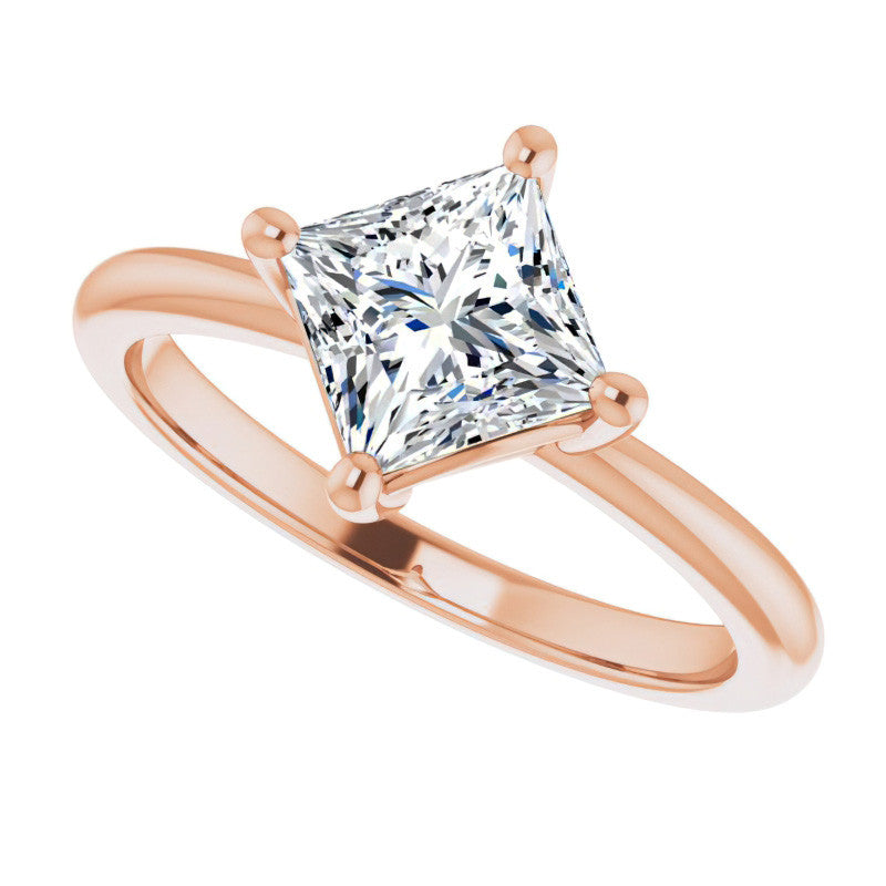 2mm Kite-Set Princess cut Moissanite Solitaire Ring