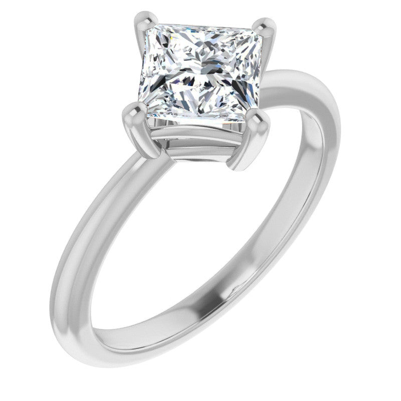 2mm Kite-Set Princess cut Moissanite Solitaire Ring