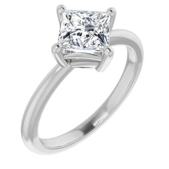 2mm Kite-Set Princess cut Moissanite Solitaire Ring