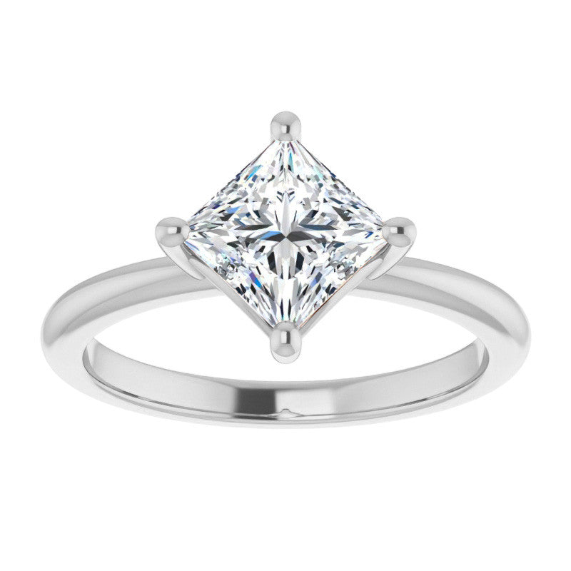 2mm Kite-Set Princess cut Moissanite Solitaire Ring