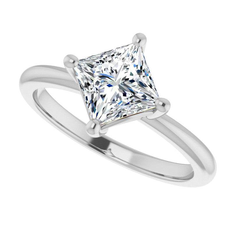 2mm Kite-Set Princess cut Moissanite Solitaire Ring