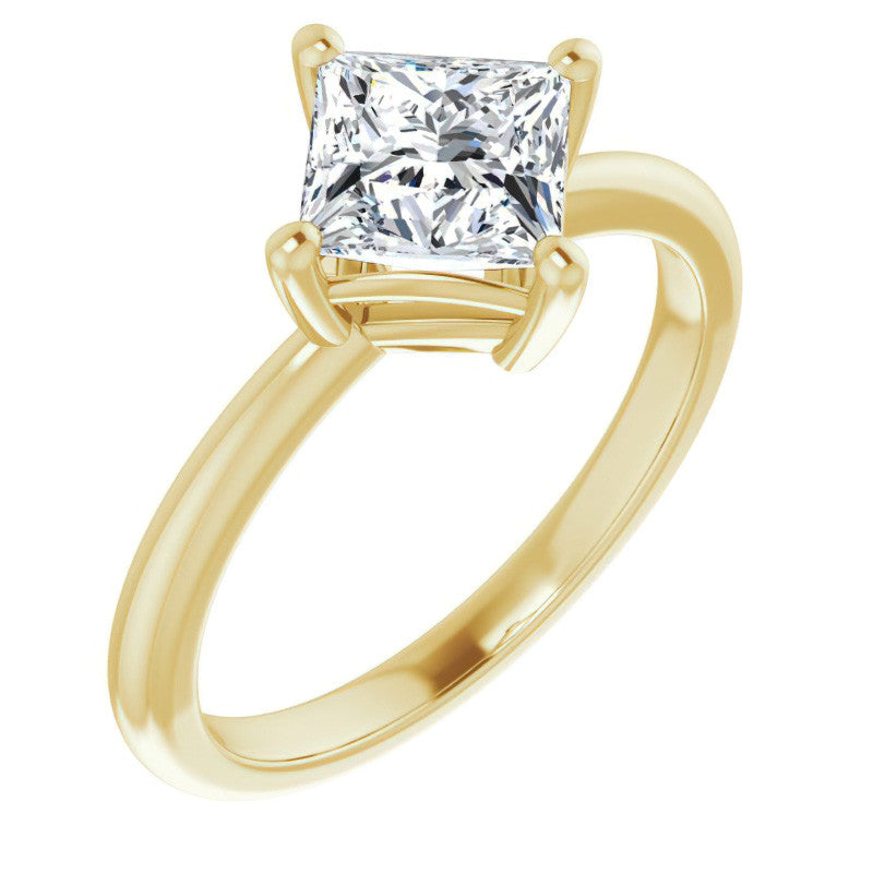 2mm Kite-Set Princess cut Moissanite Solitaire Ring