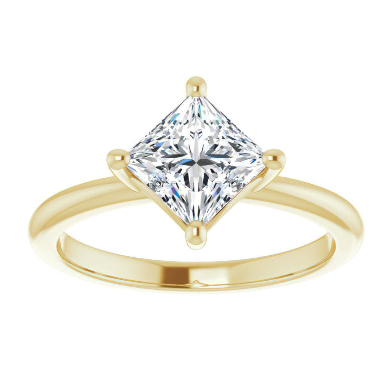 2mm Kite-Set Princess cut Moissanite Solitaire Ring
