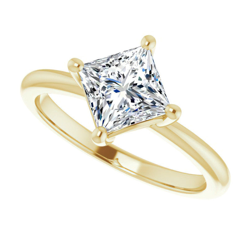 2mm Kite-Set Princess cut Moissanite Solitaire Ring