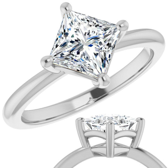 2mm Kite-Set Princess cut Moissanite Solitaire Ring