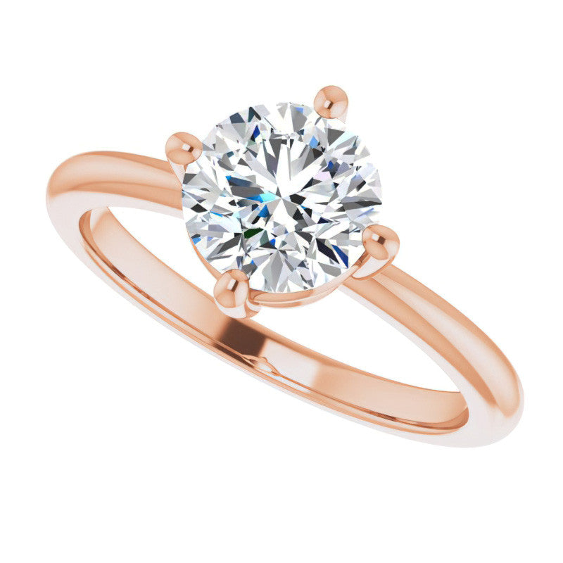 2mm Kite-Set Round Brilliant Moissanite Solitaire Ring