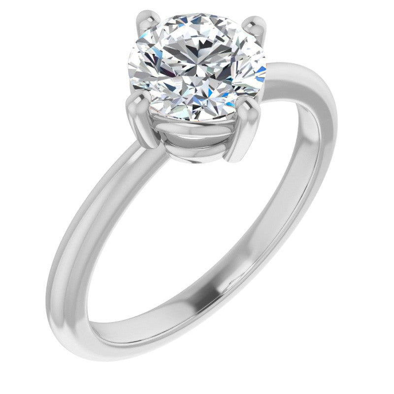 2mm Kite-Set Round Brilliant Moissanite Solitaire Ring