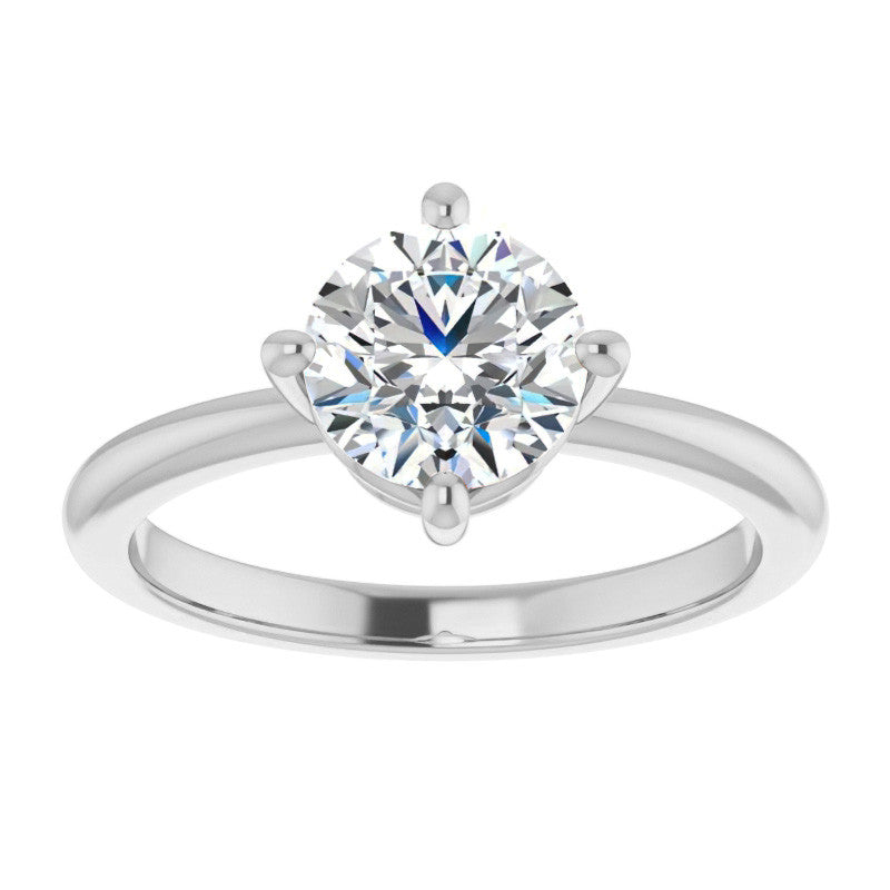 2mm Kite-Set Round Brilliant Moissanite Solitaire Ring
