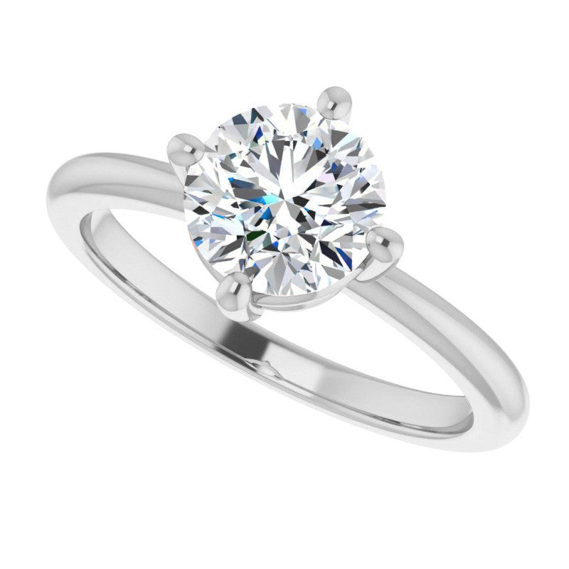2mm Kite-Set Round Brilliant Moissanite Solitaire Ring