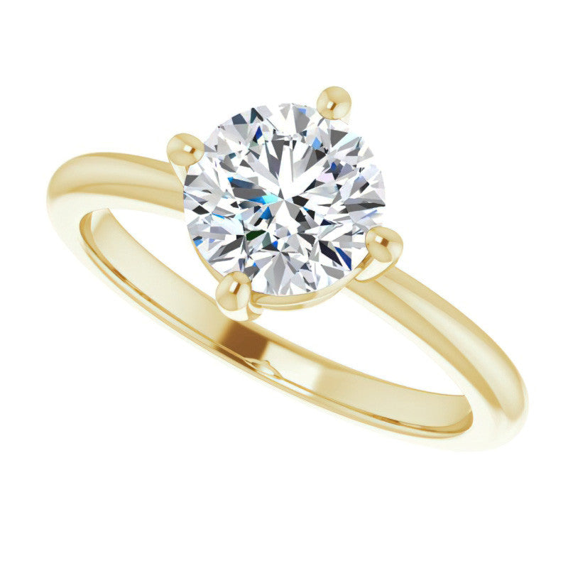 2mm Kite-Set Round Brilliant Moissanite Solitaire Ring