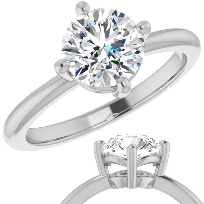 2mm Kite-Set Round Brilliant Moissanite Solitaire Ring