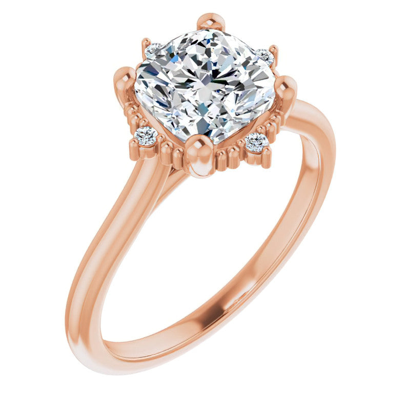 Petite Halo Cushion Moissanite Cathedral Engagement Ring