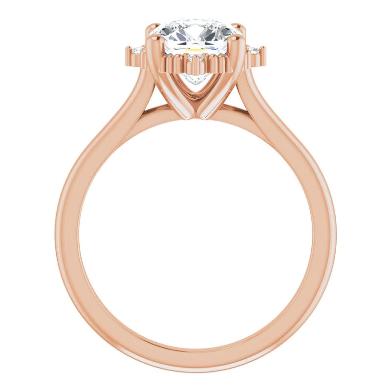 Petite Halo Cushion Moissanite Cathedral Engagement Ring