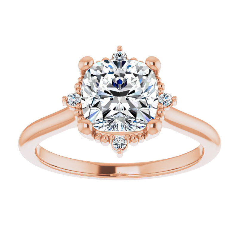 Petite Halo Cushion Moissanite Cathedral Engagement Ring