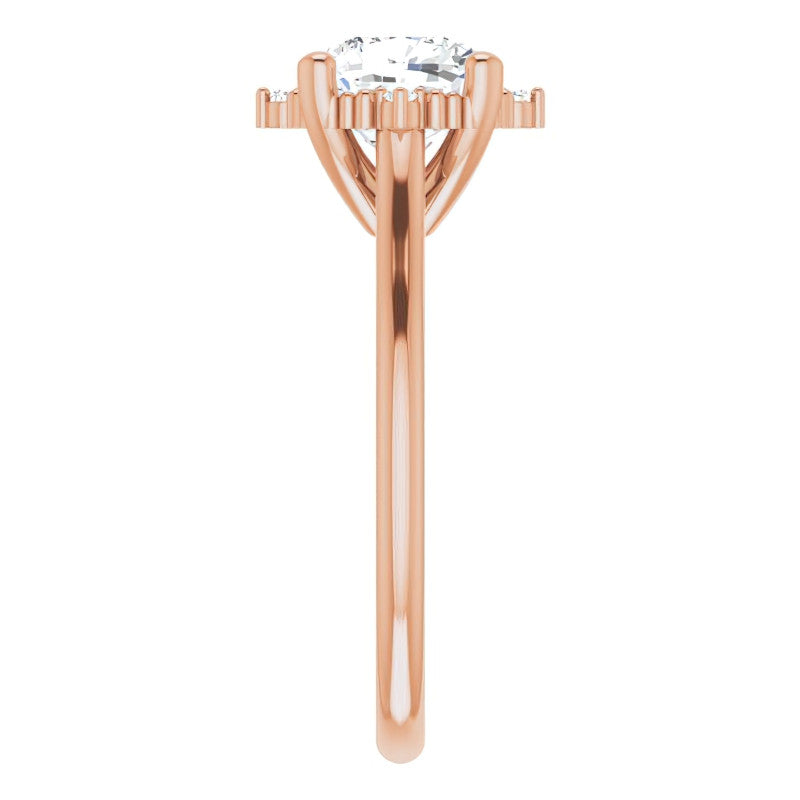 Petite Halo Cushion Moissanite Cathedral Engagement Ring