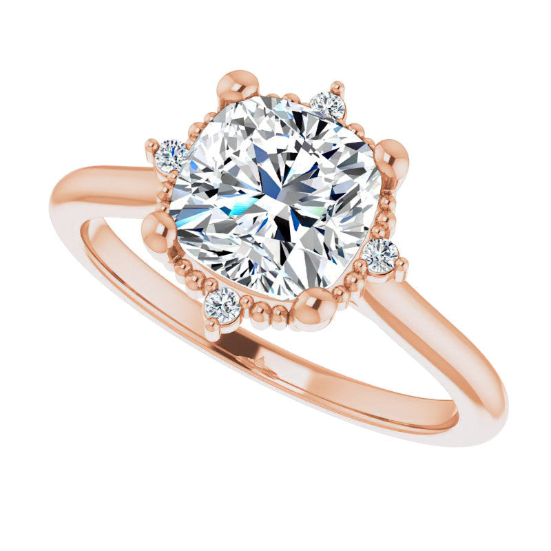Petite Halo Cushion Moissanite Cathedral Engagement Ring