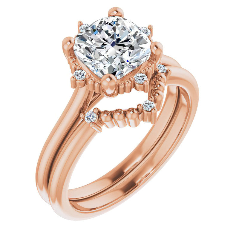 Petite Halo Cushion Moissanite Cathedral Engagement Ring