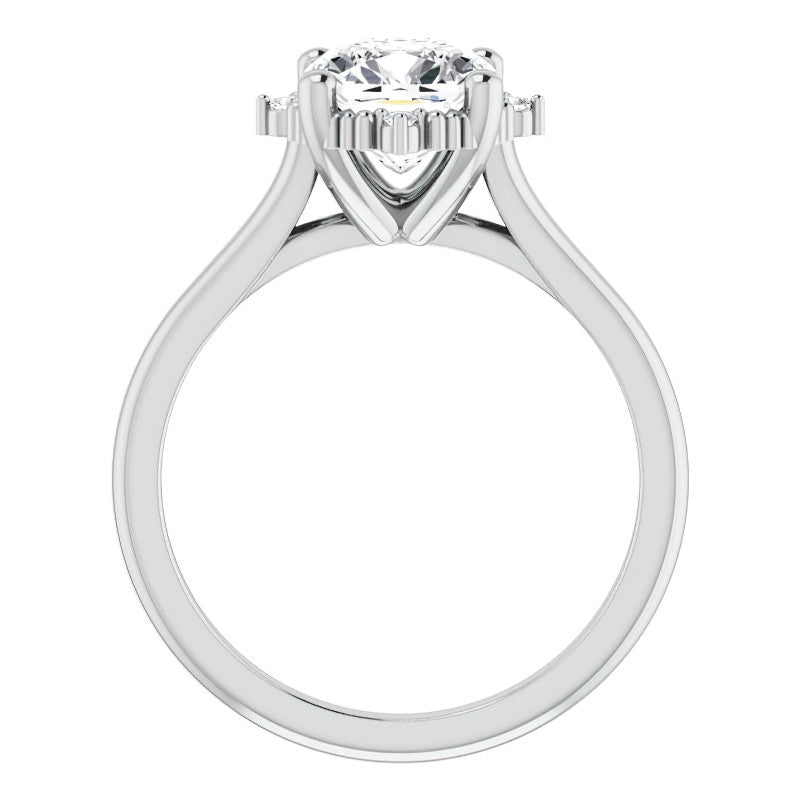 Petite Halo Cushion Moissanite Cathedral Engagement Ring