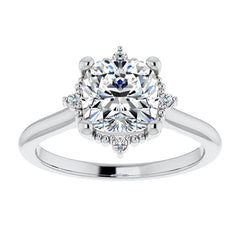 Petite Halo Cushion Moissanite Cathedral Engagement Ring
