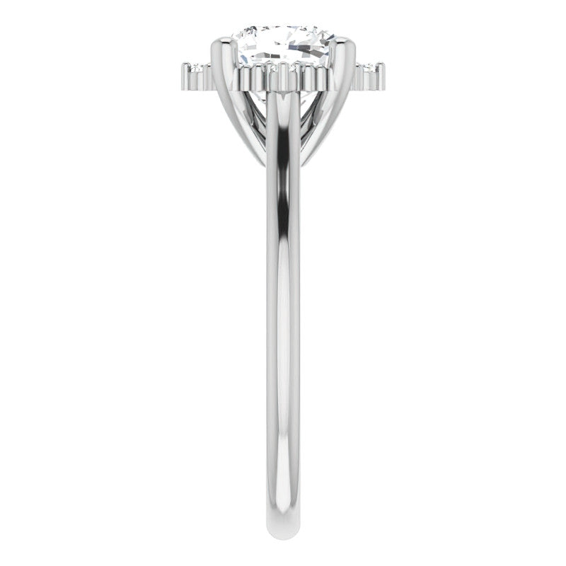 Petite Halo Cushion Moissanite Cathedral Engagement Ring