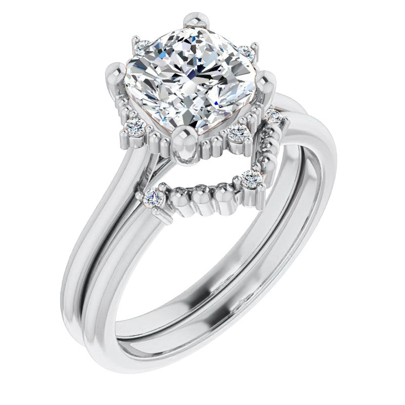 Petite Halo Cushion Moissanite Cathedral Engagement Ring