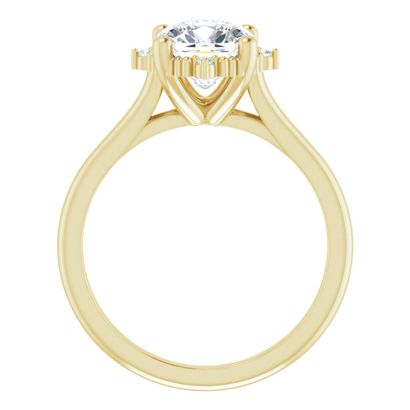 Petite Halo Cushion Moissanite Cathedral Engagement Ring