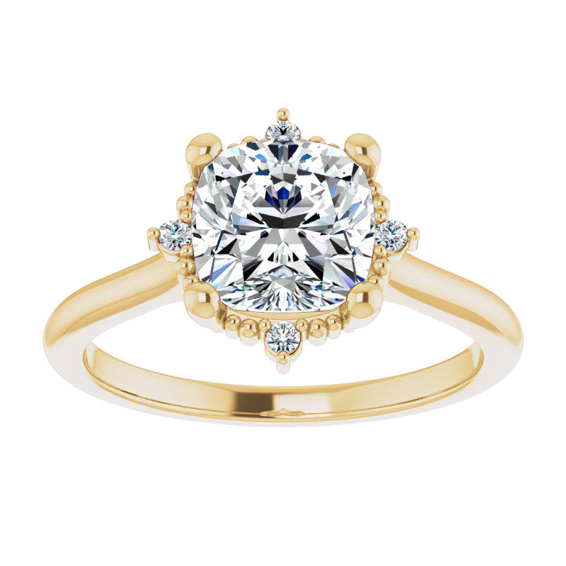Petite Halo Cushion Moissanite Cathedral Engagement Ring