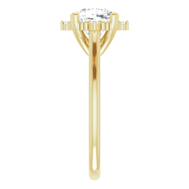 Petite Halo Cushion Moissanite Cathedral Engagement Ring