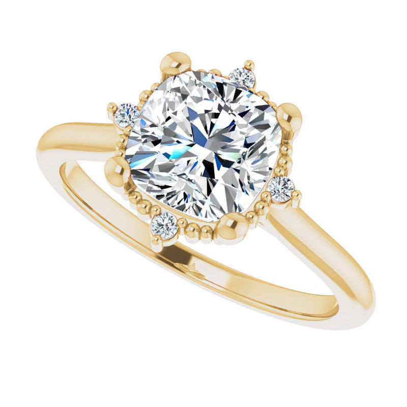 Petite Halo Cushion Moissanite Cathedral Engagement Ring
