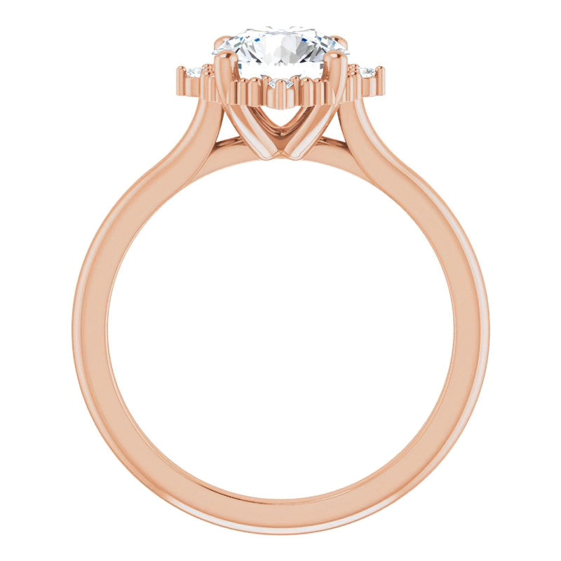 Petite Halo Round Brilliant Moissanite Cathedral Engagement Ring