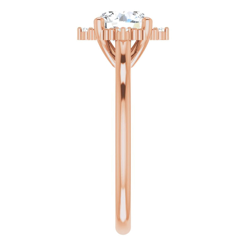 Petite Halo Round Brilliant Moissanite Cathedral Engagement Ring