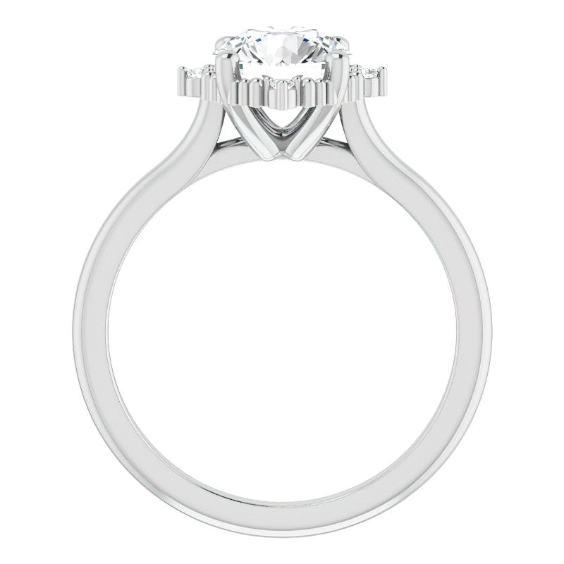 Petite Halo Round Brilliant Moissanite Cathedral Engagement Ring