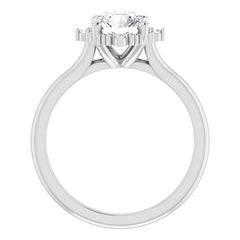 Petite Halo Round Brilliant Moissanite Cathedral Engagement Ring